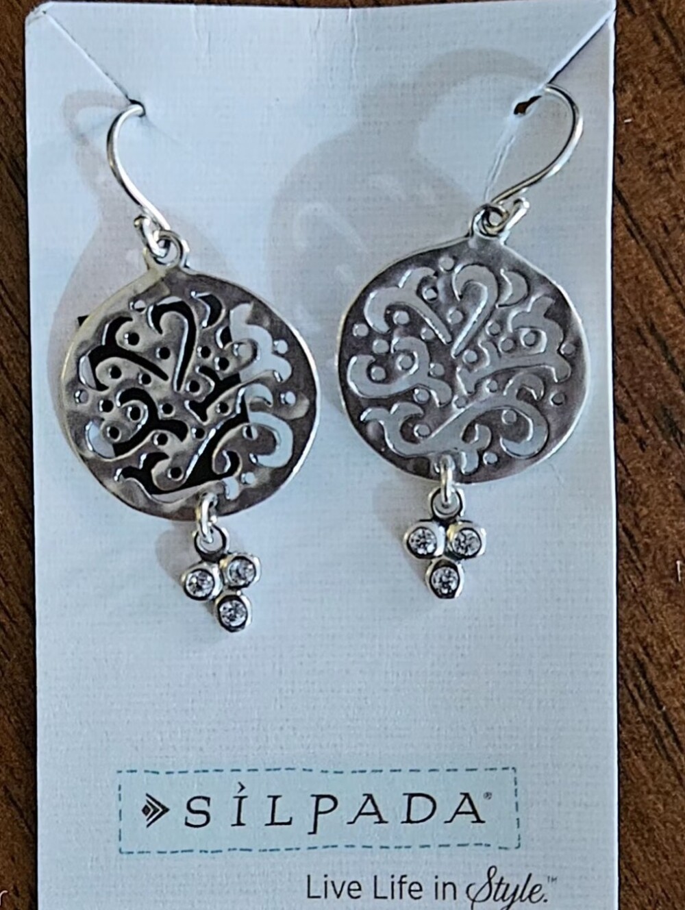 Silpada NWT Tree of Life Earrings - Sterling Silver CZ Dangle